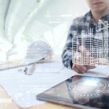 Tablet with digital designs above it